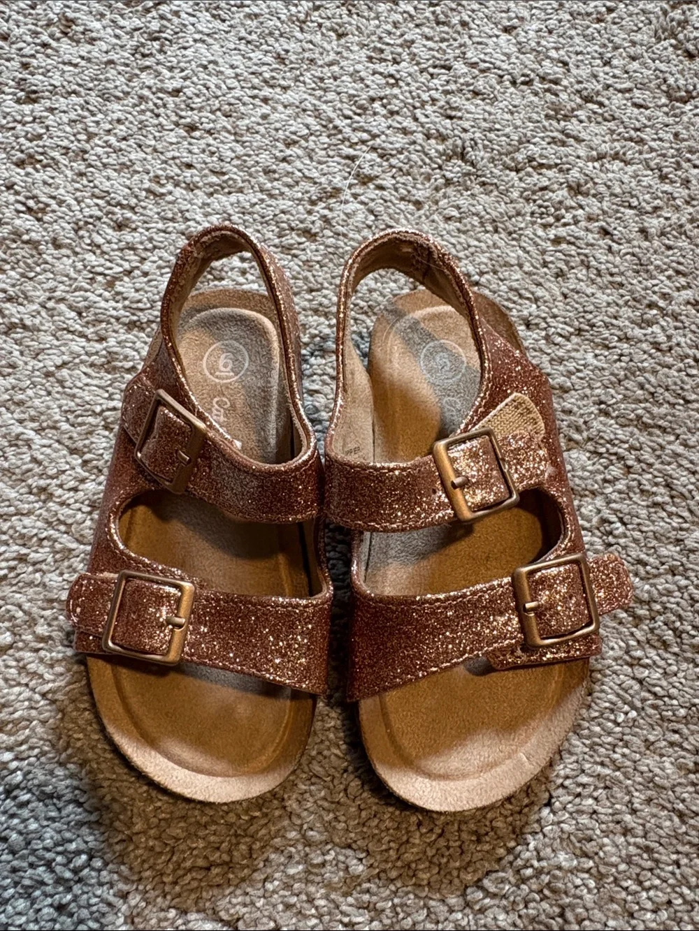 Cat & Jack Glitter Copper-Brown Kids' Double Buckle Sandals